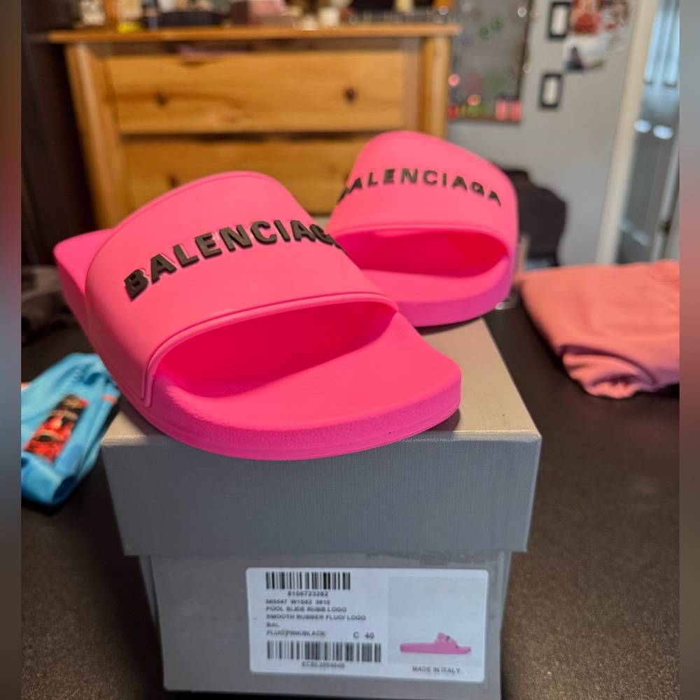 Balenciaga Women’s Pool Slide Sandals - Pink